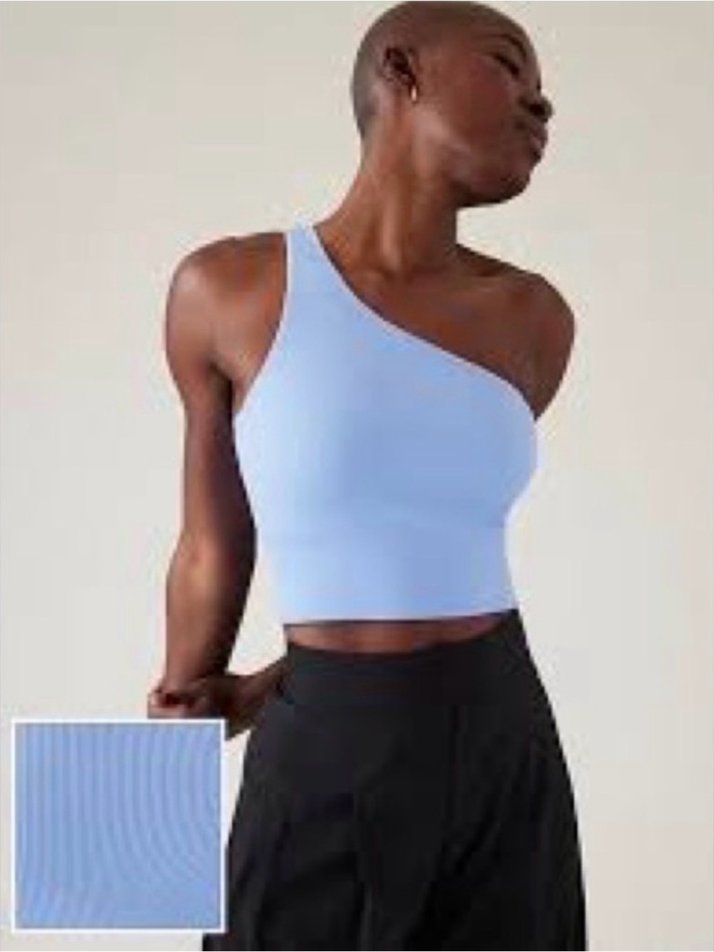 Athleta Seamless One Shoulder Tank in Powder Blue size M